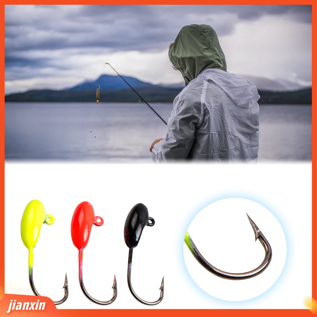 (In Stock) 10Pcs /Set 1.5g 2.4cm Kail Pancing Permukaan Halus Pemasangan Mudah Baja Karbon Tinggi Tajam Kepala Memimpin Umpan Jig Untuk Outdoor