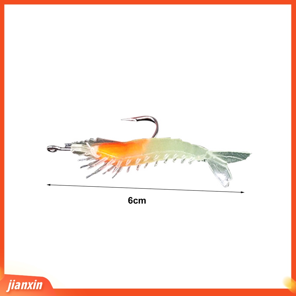 (In Stock) 4 Pcs 6 cm 3g Umpan Udang Lembut Realistis Ringan PVC Bercahaya Berkaitan Memancing Udang Umpan Memancing Aksesori