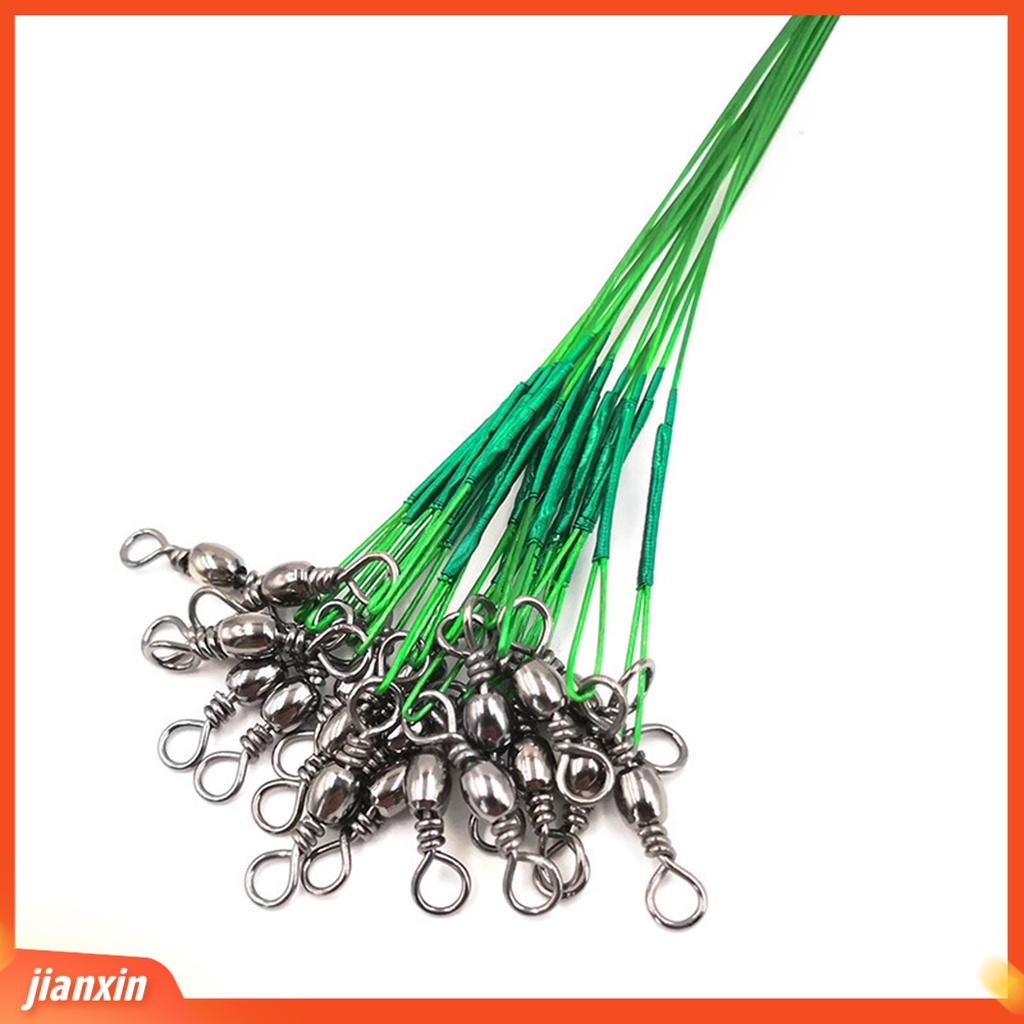 (In Stock) 60Pcs Pemimpin Kawat Pancing Heavy Duty Dengan Snap Swivel Stainless Steel Tahan Aus Garis Jejak Pancing Untuk Memancing