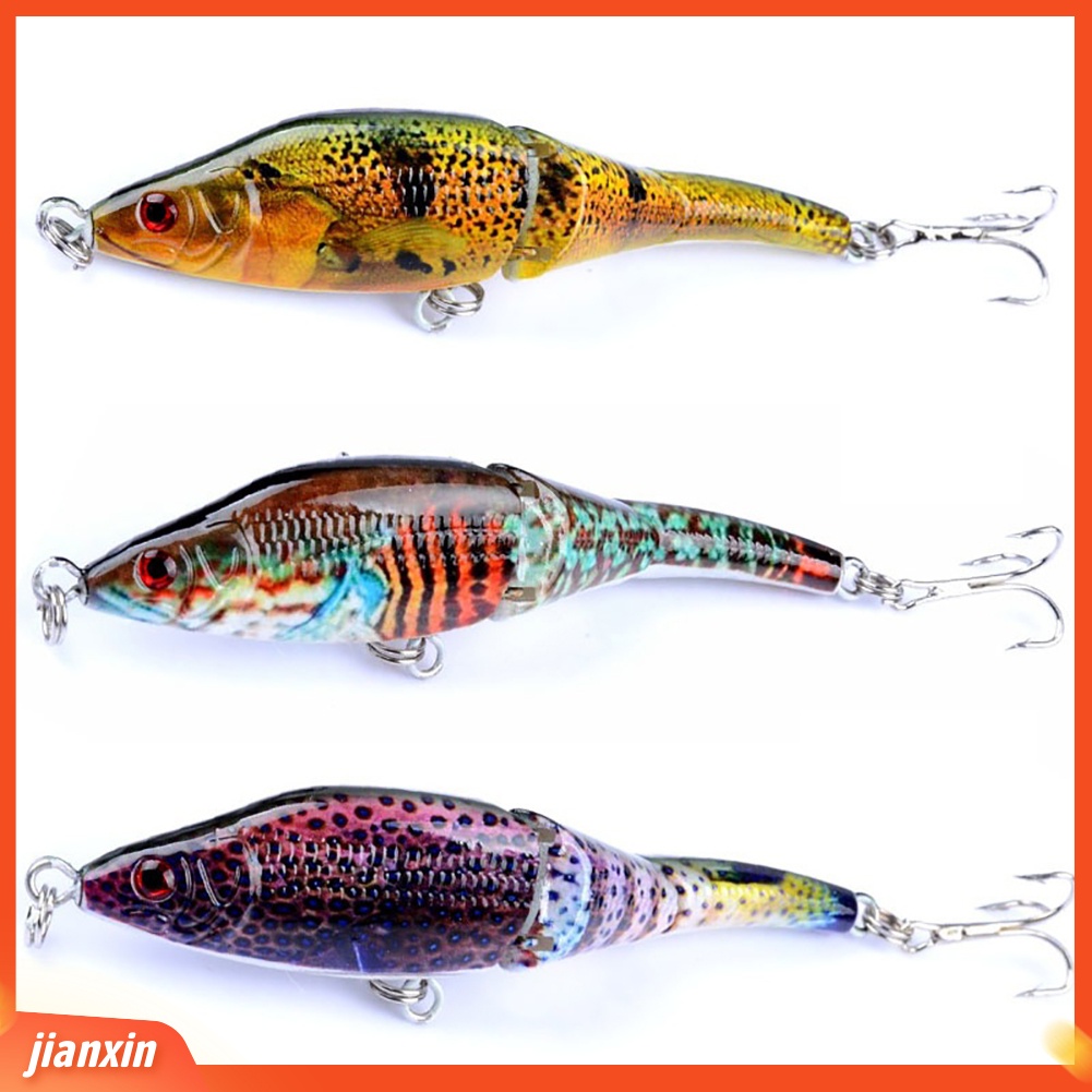 (In Stock) 9.5cm Dicat 3bagian VIB 3D Mata Bionic Memancing Umpan Umpan Keras Dengan Kait