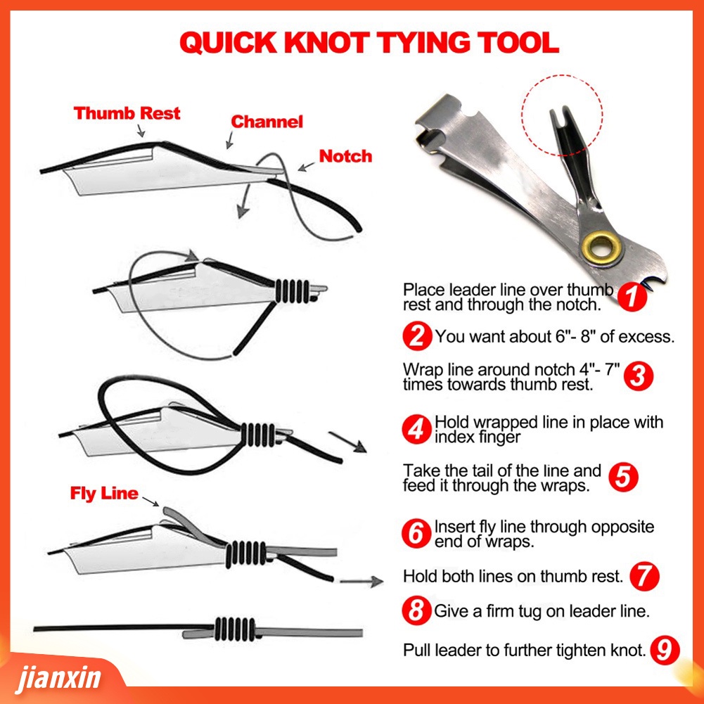 (In Stock) Quick Knot Tying Tool Fishing Nipper Fly Line Cutter Dengan Gantungan Kunci Ditarik