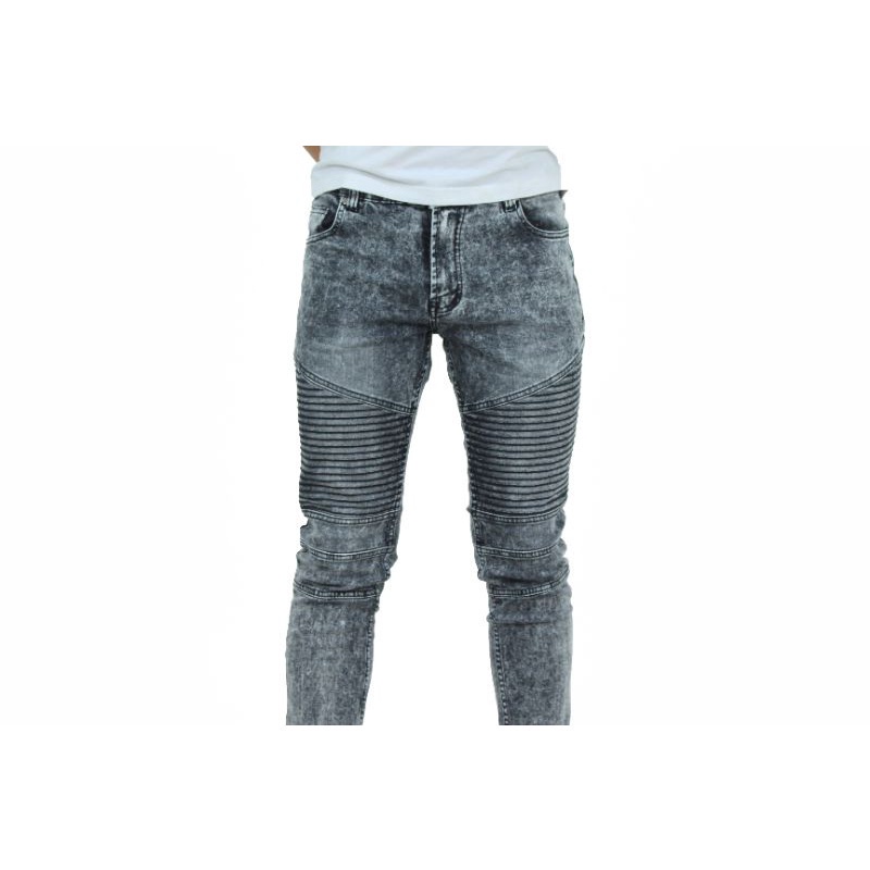 Weird Jeans - Biker Asphalt Grey - Celana Jeans Pria Skinny Slimfit Strech Polos