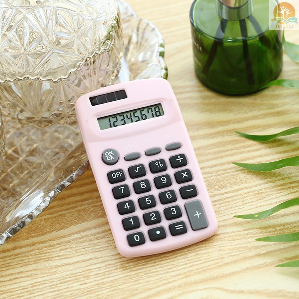 In Stock Kalkulator Lucu Mini 8digis Display Solar &amp; Baterai Dual Power Portable Elektronik Calculator Alat Penyejuk Penyejuk Untuk Siswa Sekolah Anak Kantor Rumah