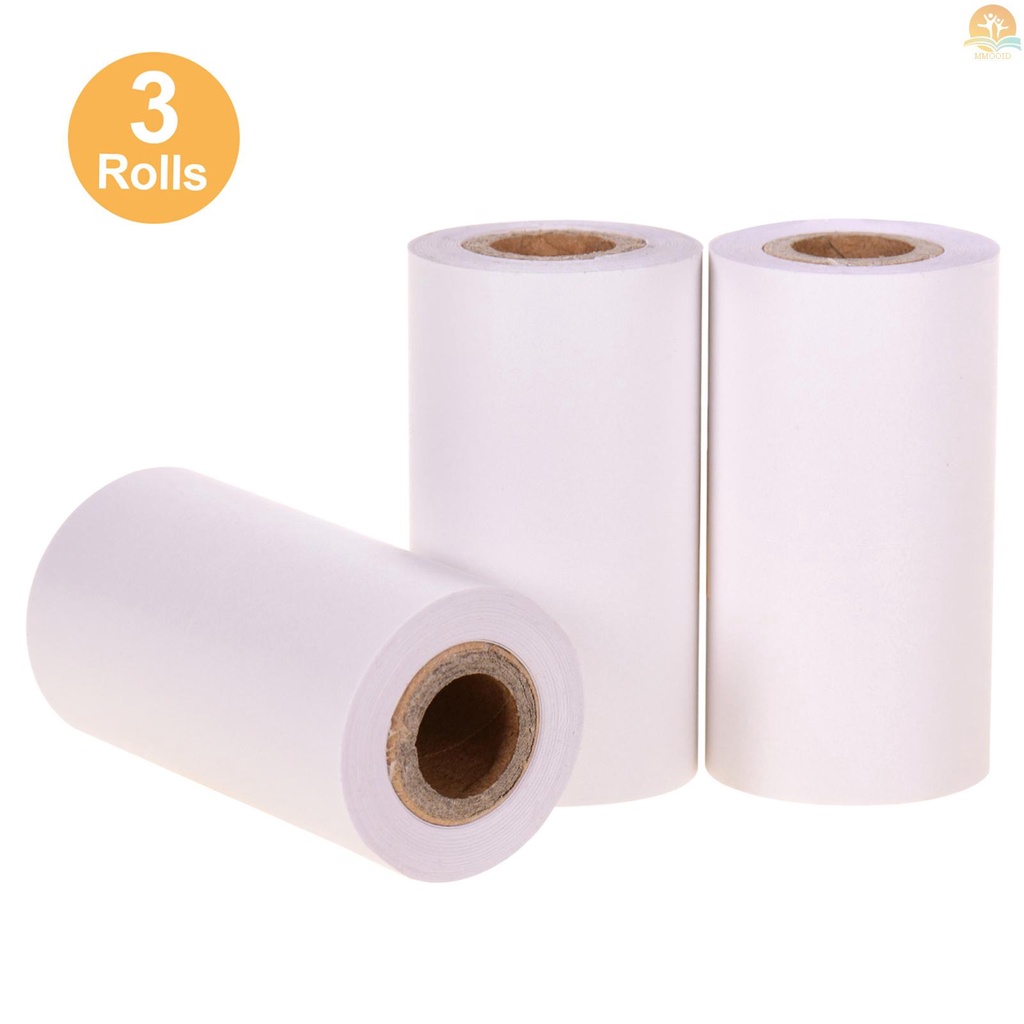 In Stock Poooli White Blank Sticky Thermal Paper Tahan Lama 5-tahun Kertas Roll BPA-Free 57*30mm (2.17*1.18in) 3rol Kompatibel Dengan Poooli Thermal Printer