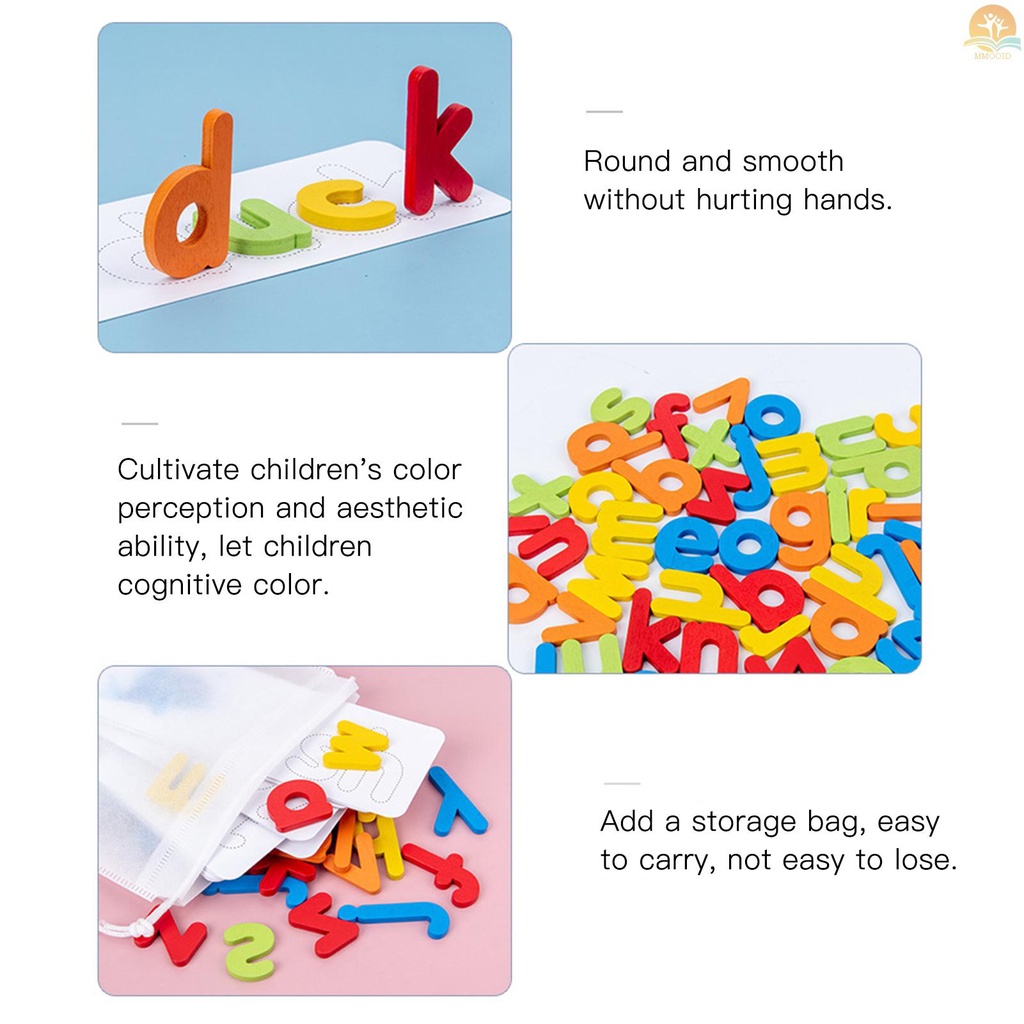 In Stock Ejaan Kayu Kata Permainan Kartu Pengenalan Huruf Montessori Puzzle STEM Mainan Edukasi Dini Untuk Usia 3+anak Laki-Laki &amp; Perempuan