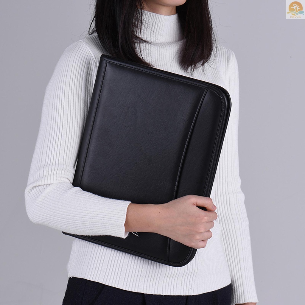 In Stock Multifungsi Bisnis Profesional Ritsleting Portfolio Padfolio Folder Dokumen Case Organizer A4 Kulit PU Dengan Kalkulator Tempat Kartu Nama Memo Note Pad