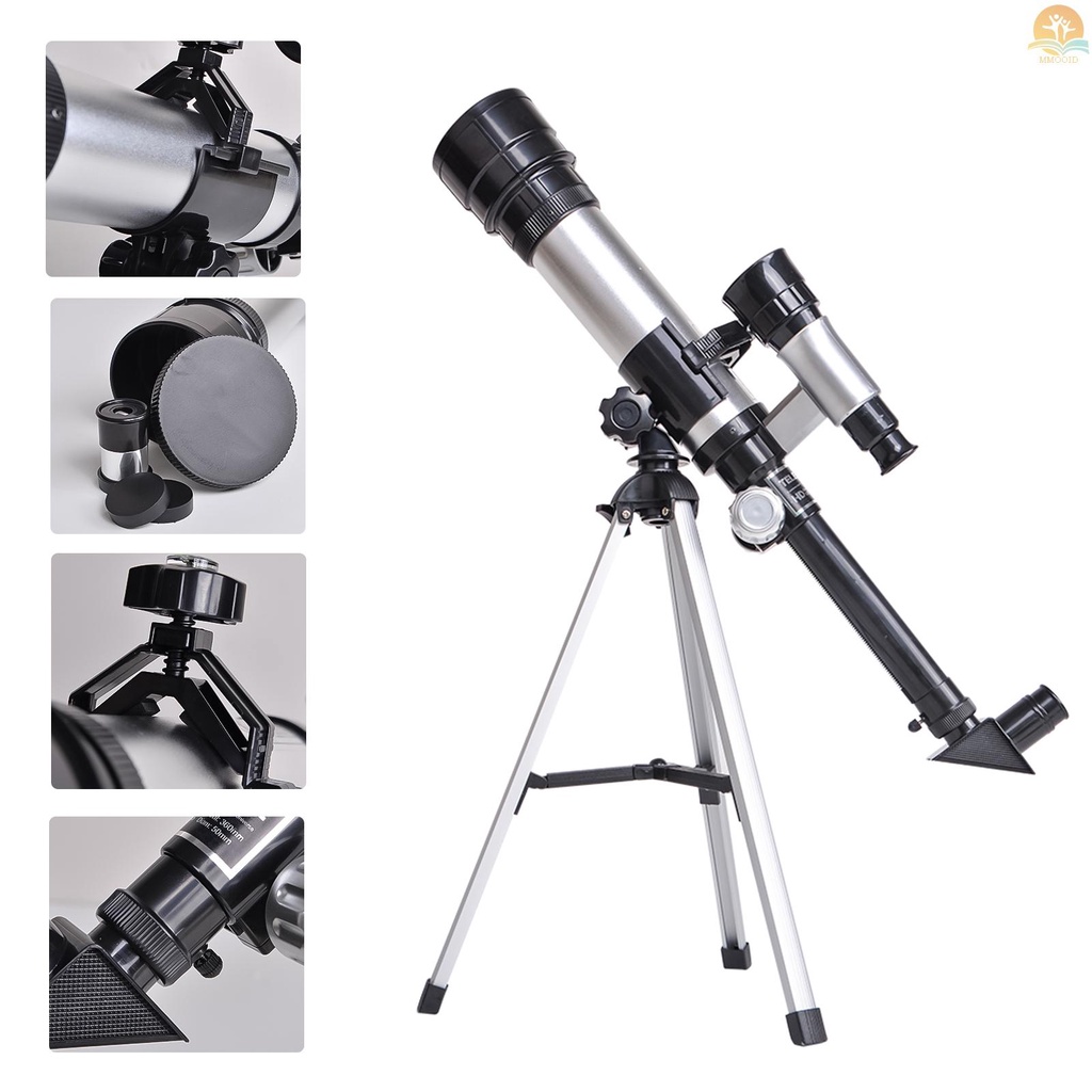 In Stock Teleskop Untuk Anak-Anak Dewasa Pemula 50mm Paduan Aperture Astronomi Refraktor Telescope 100mm Lensa Objektif Pembesaran 60x Dengan Adjustable Tripod Finder Scope Compass