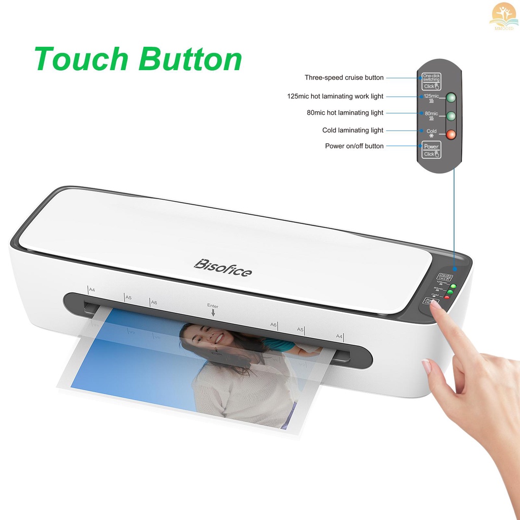 In Stock Bisofice SL688 Set Mesin Laminator Desktop Ukuran A4 Laminasi Panas Dan Dingin Multifungsi 2si Rol Lebar 9inci Max Dengan Pemotong Kertas Trimmer Rounder Lubang Punc