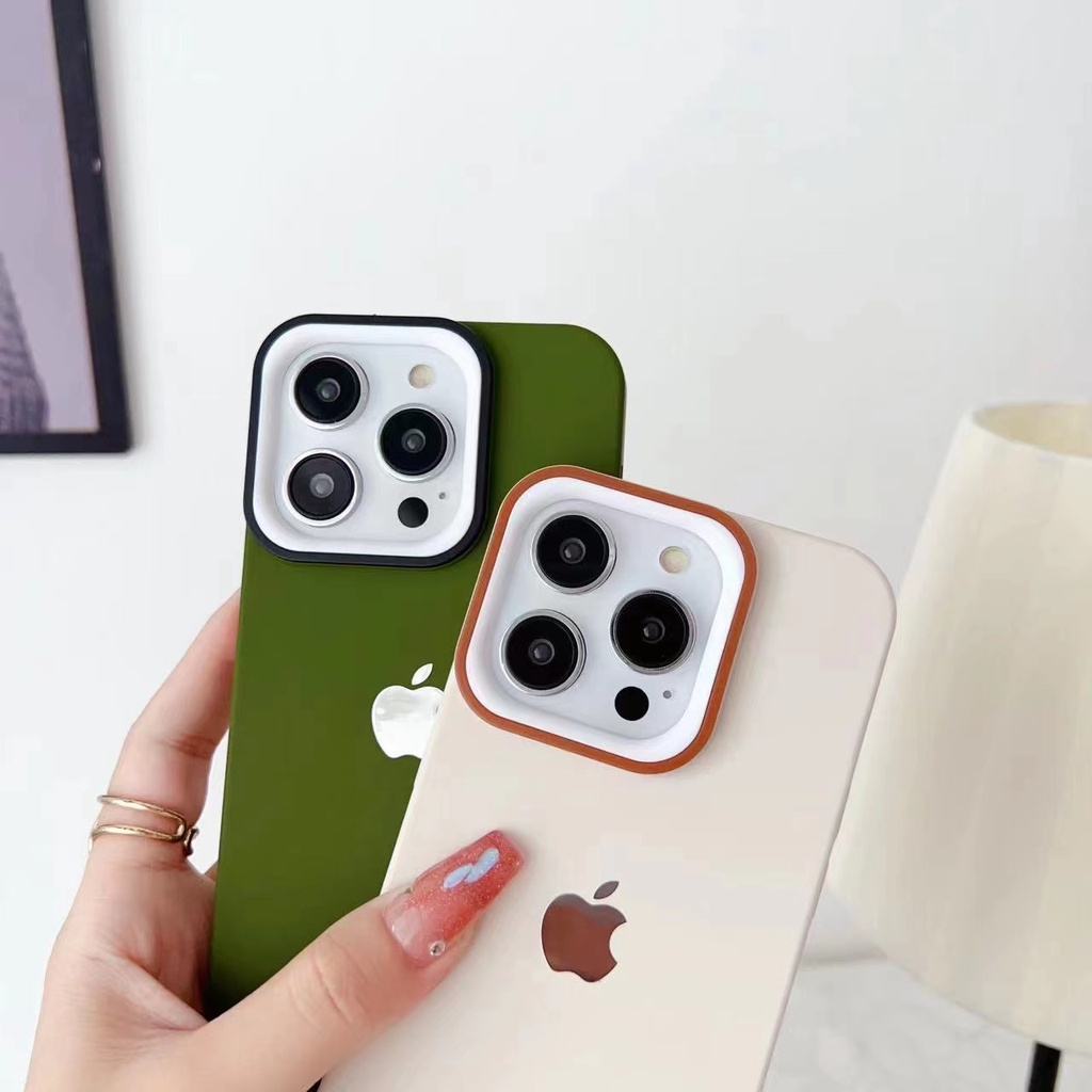 IPHONE Casing Ponsel Silikon Lembut Lensa Dua Warna Disambung Untuk Iphone14 13 12 11 Pro Max14 Plus Shockproof Case Cover