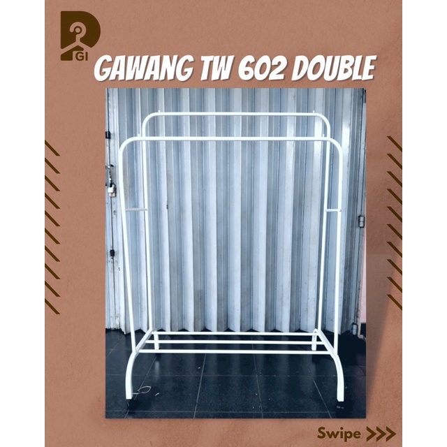 (PGI105) Rak Baju Gantungan Baju Double 2 tingkat Besi Kuat Stand Hanger Display Butik Bazar Jemuran