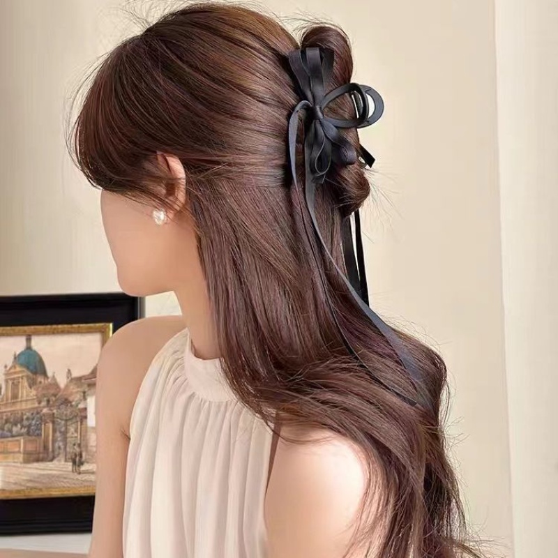 Pita Hitam Busur Rambut Cakar Fashion Ponytail Hair Clip Aksesoris Rambut Wanita