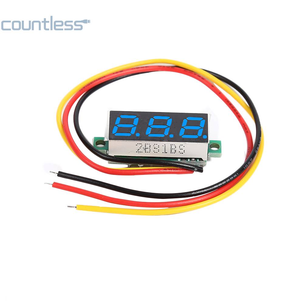 0.28 inch DC 0-100V 3kabel Mini Gauge Voltage Meter Voltmeter LED Display -uk [Tanpa Jumlah)