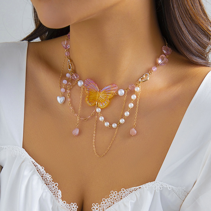 Korea Manis Imitasi Mutiara Rantai Strawberry Liontin Kalung Untuk Wanita Menikah Pengantin Cinta Hati Choker Perhiasan Aesthetic