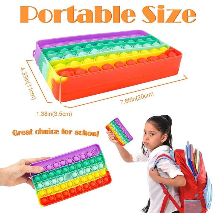 2IN1 Big Pop It Pencil Case Bag Popit Bag Fidget Toys Push Pen Holder - Bag Pastel