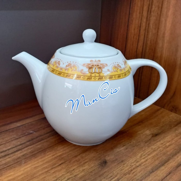 Teko KOPIN motif mahkota / teko keramik porcelain