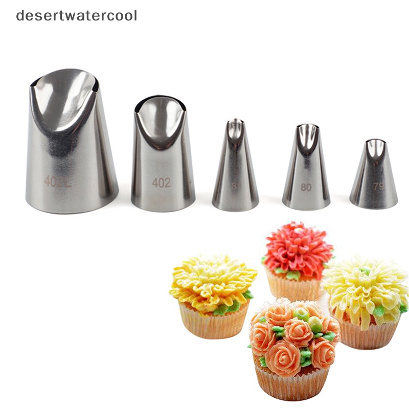 Deid 5pcs Petal Stainless Steel Icing Piping Nozzle Cream Tips Kue Krim Pastry Alat Martijn
