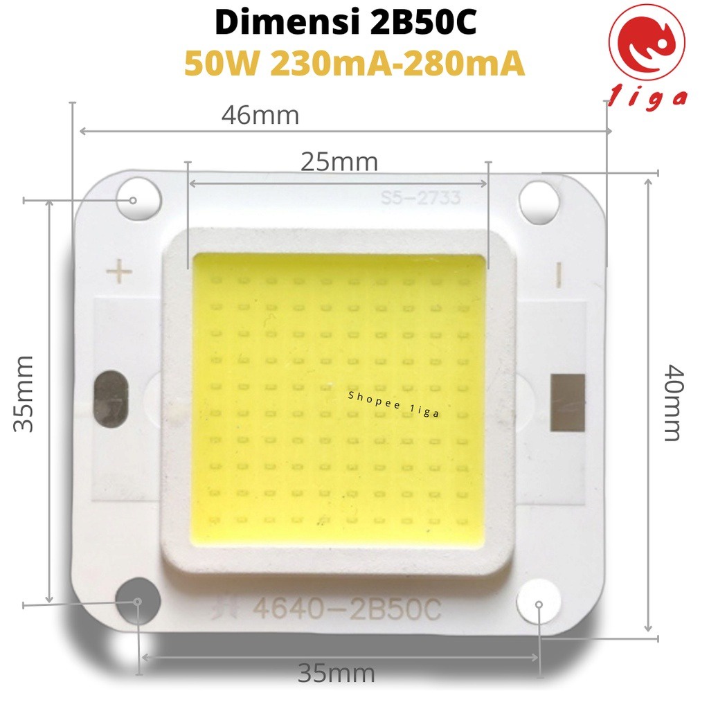 Mata LED - Bohlam Lampu Jalan PJU Cobra 50W - LED Chip COB