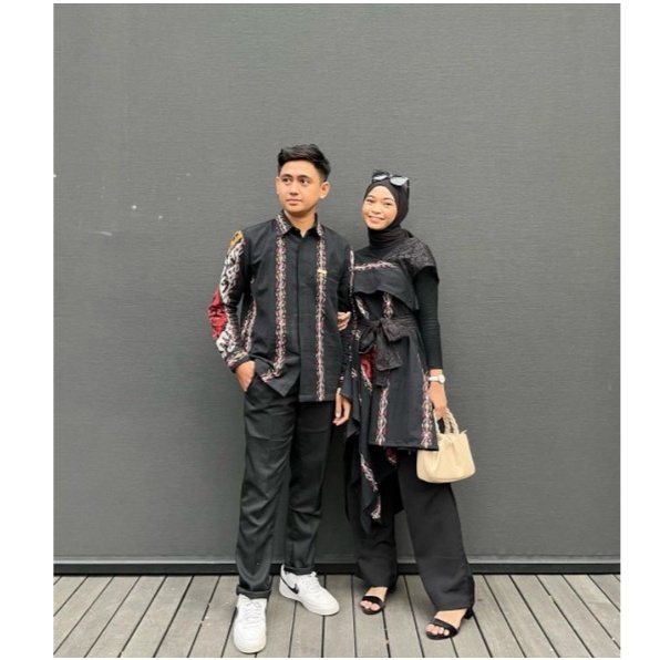 dress hitam kekinian korea style set couple blech series terbaru baju kondangan sereagam keluarga