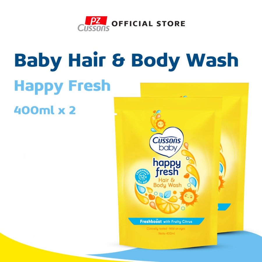 Cussons Baby Happy Fresh Hair &amp; Body Wash Pouch 400ml x2