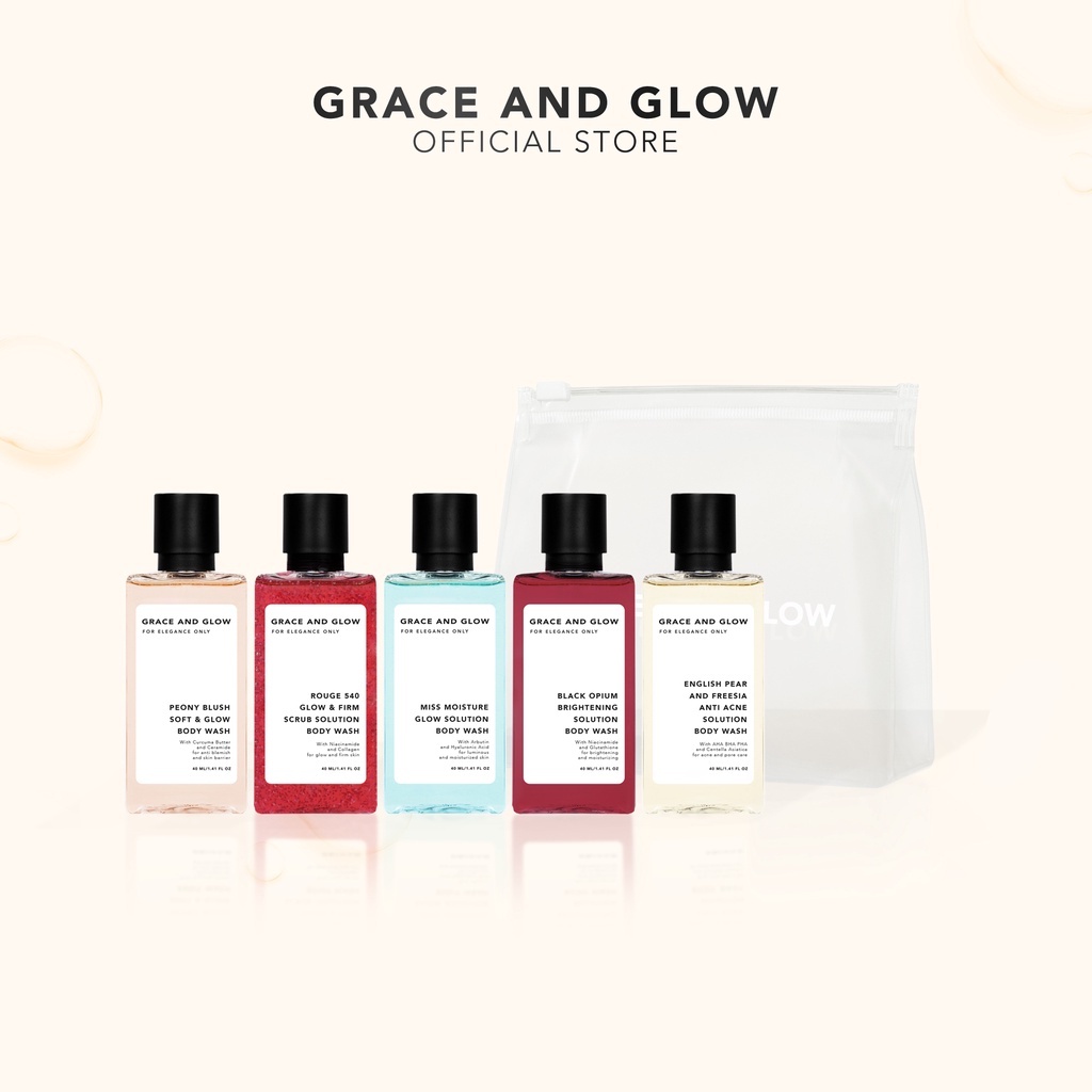 Grace and Glow Travel Size Kit Body Wash Sabun Mandi Cair Mini Shower Gel | Grace &amp; Glow Body Wash