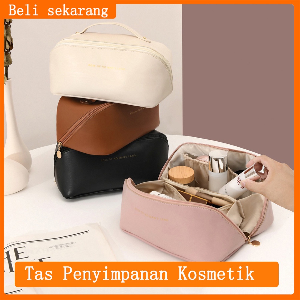 PU Ritsleting Ganda Tas Kosmetik Tas Perlengkapan Mandi Portabel Tas Penyimpanan Kosmetik Perjalanan Tas Perlengkapan Mandi/Peralatan Rias/Tas Penyimpanan Tas Kosmetik/Tas Kosmetik Wanita/Tas Kosmetik Tahan Air/Tas Kosmetik