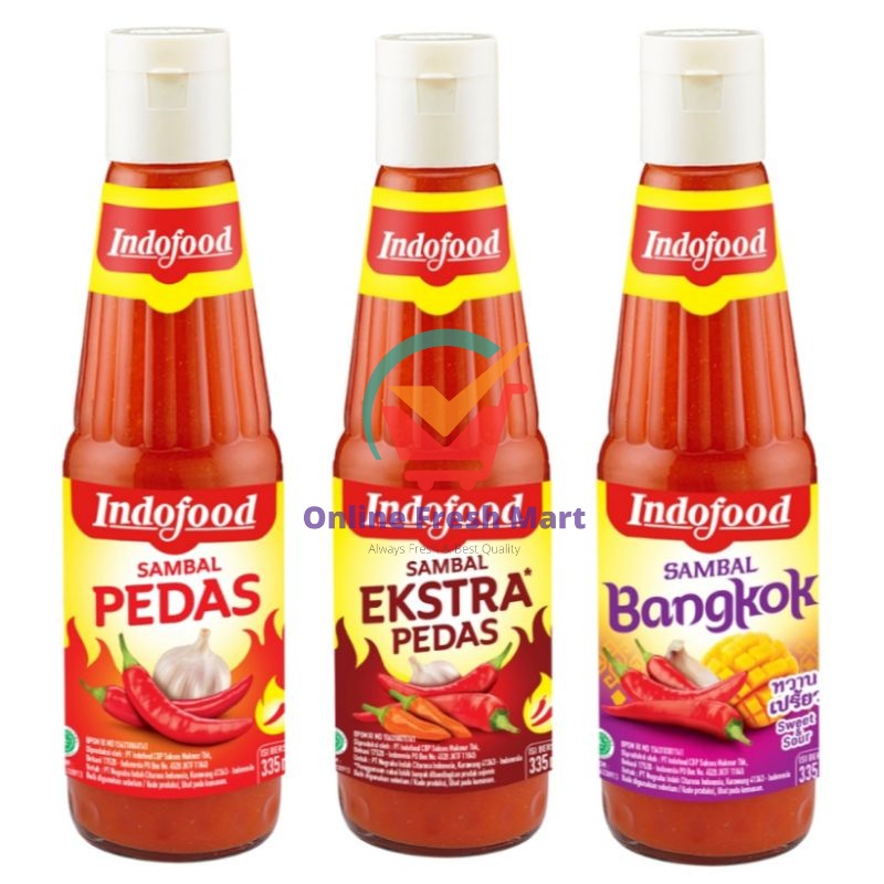 

(kirim instant) Indofood Sambal Pedas Extra Pedas Bangkok Botol kaca 335ml - Online Fresh Mart Denpasar