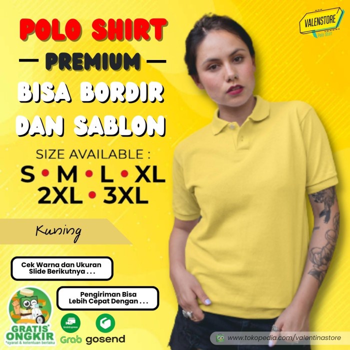 Kaos Kerah Wanita Original Polo Shirt Wanita Kaos Polo Wanita Kuning - S Terbaru