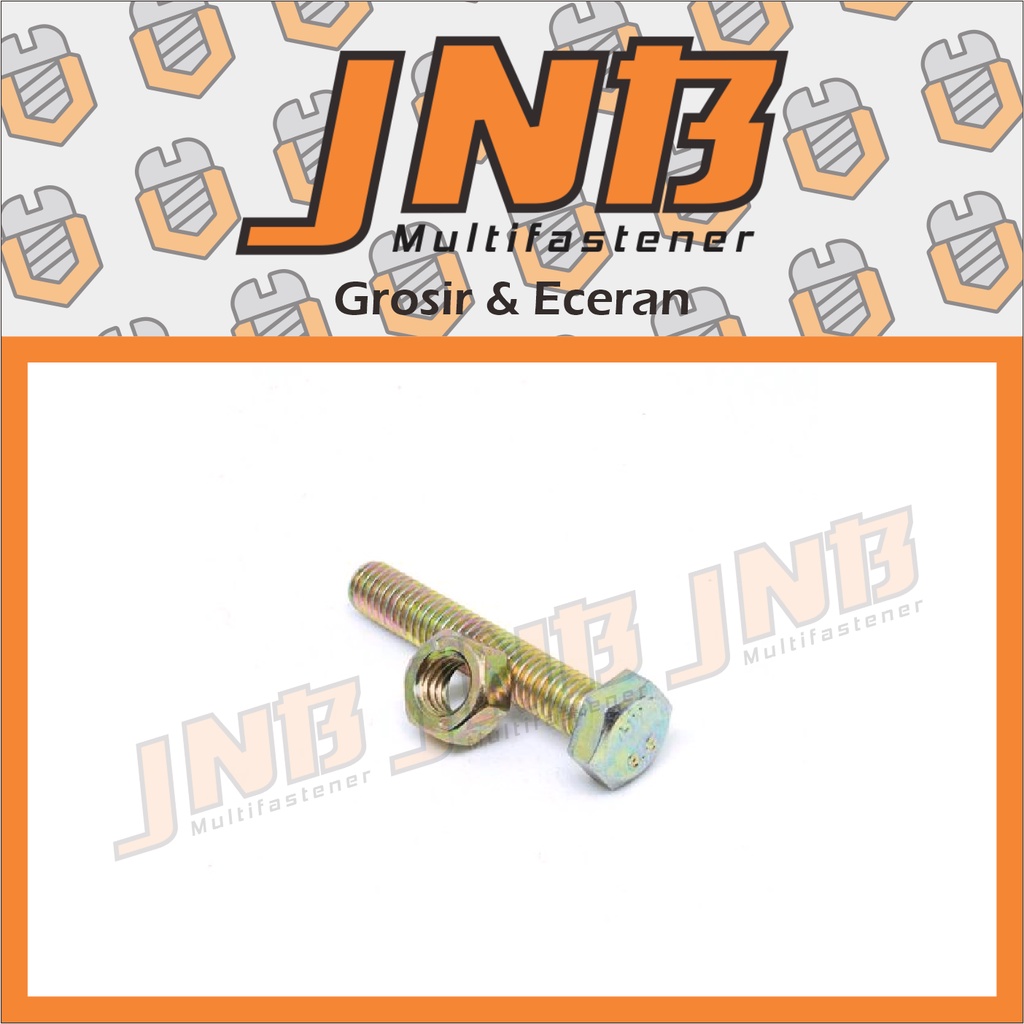 Baut Mur Kuning M6 x 25 Kunci 10 Drat 1.00 Baud HEX umum Set dengan Mur M 6