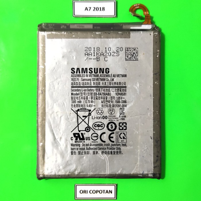 BATERAY BATERAI BATRE SAMSUNG A7 2018 ORIGINAL COPOTAN