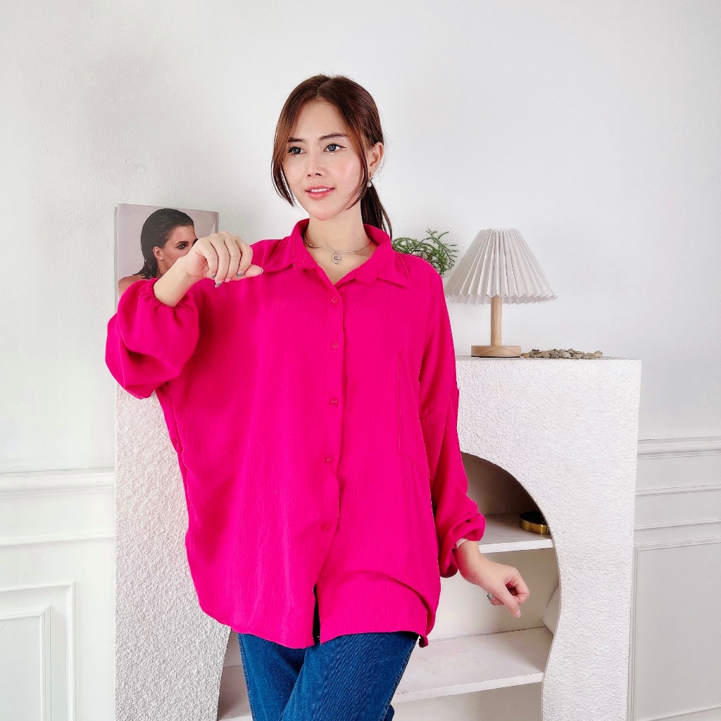 QR - REC OOTD Hemclo Wanita Jumbo Basic / Kemeja Oversize XXL Diana CRINCLE