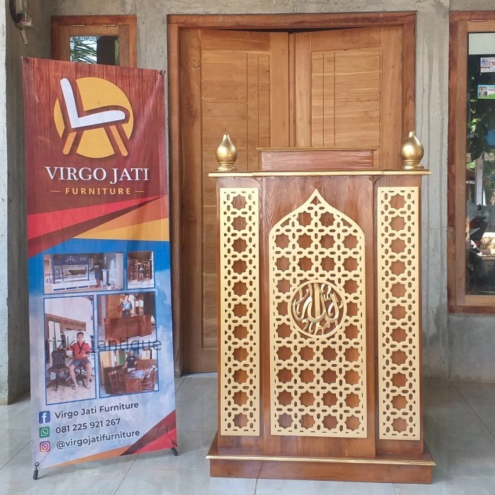 

Mimbar Minimalis, podium masjid kayu Jati Terbaik Termurah cod redy