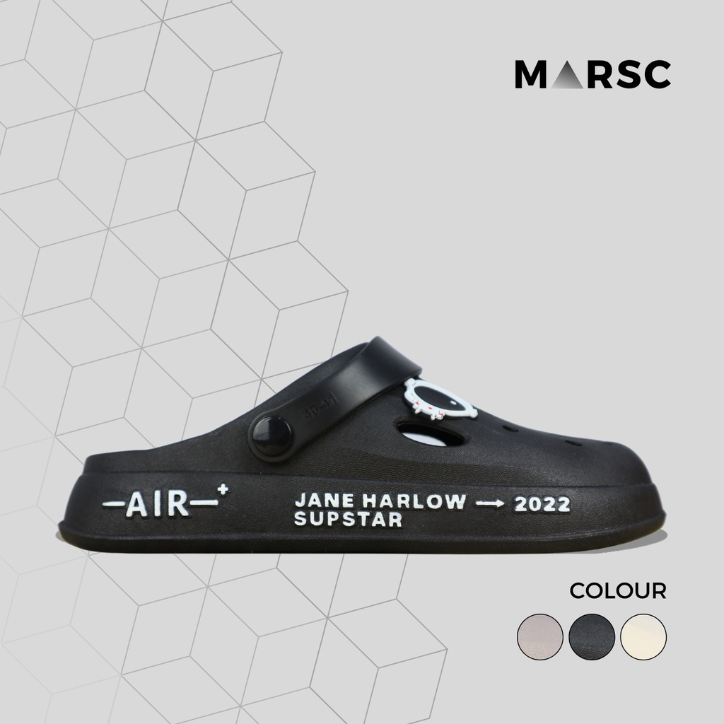 MARSC Sandal Pria Wanita Unisex Slop Crocs Karet Wanita Sendal Wedges Kodok Fuji Rumah Selop Baim De