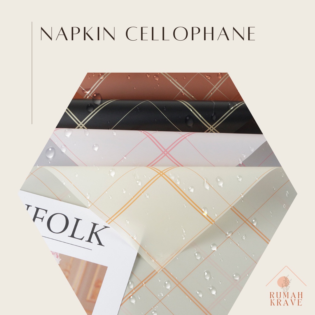 

RUMAH KRAVE -Napkin Cellophane Kertas Buket Bunga Emas Kotak Kotak