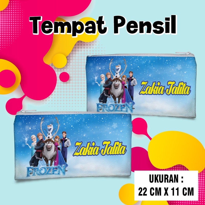 

Kado ultah new Pencil Case Custom Name Frozen Disney Tempat Pensil Pakai Nama Kostak Kotak Pensil Dompet Pouch