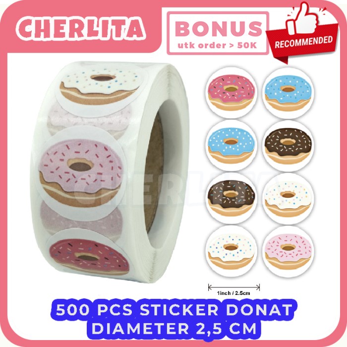 

500 Pcs Sticker Donat Baking Thank You Segel Kotak Makanan Hampers Box