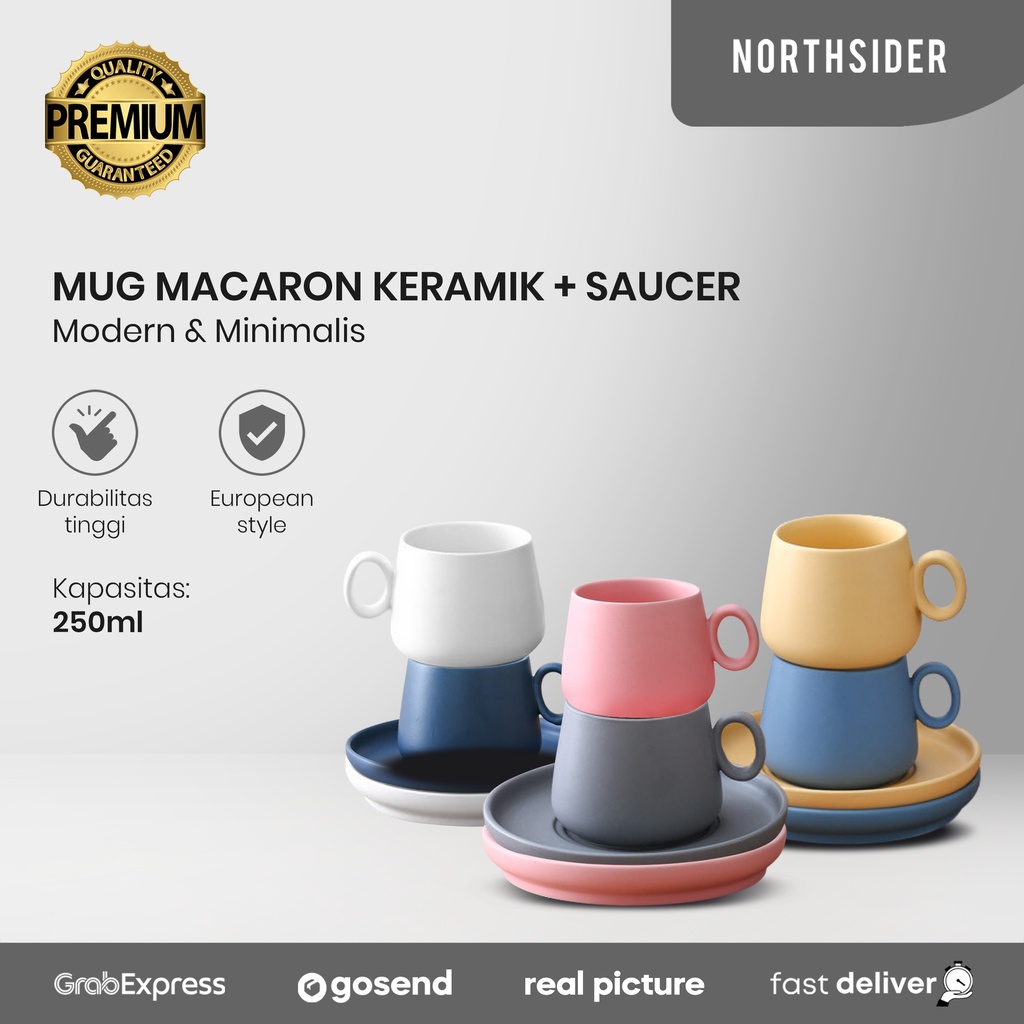 SOLEED Cangkir keramik kopi teh 300ML nordic ceramic mug with saucer