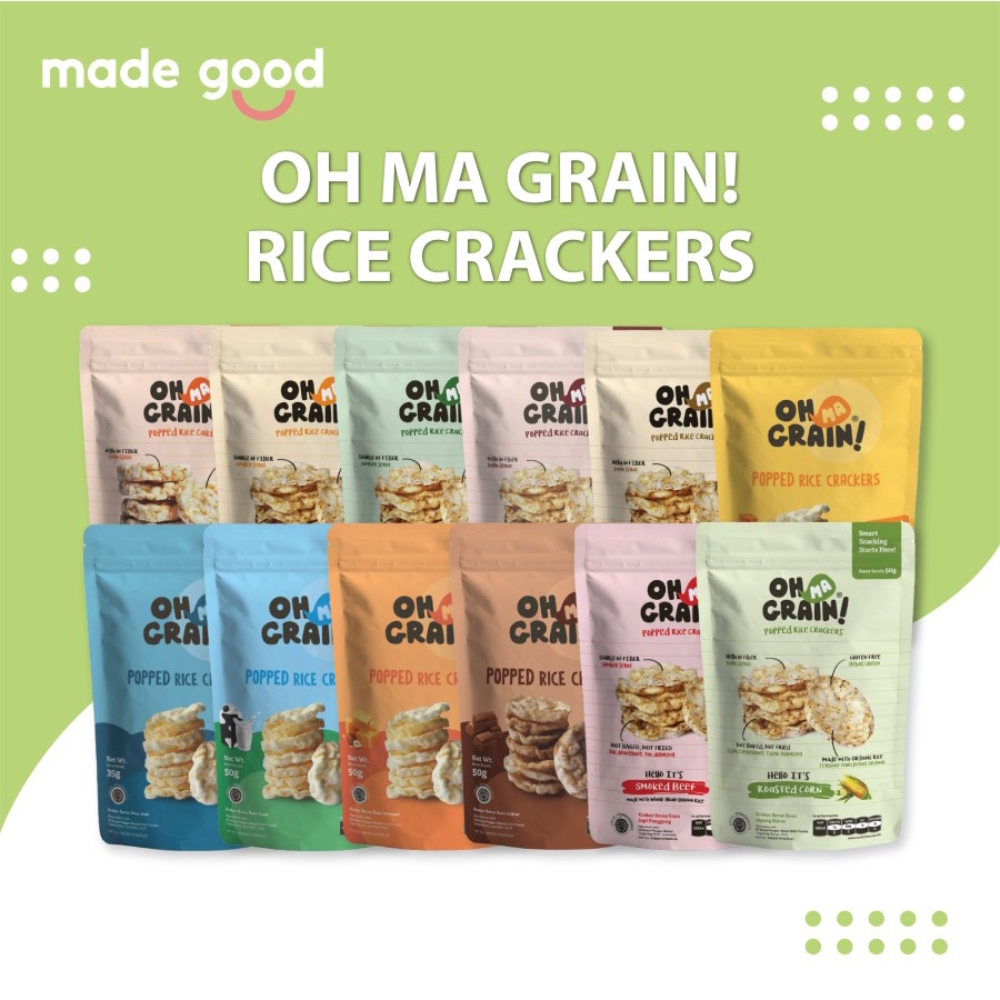 

Oh Ma Grain Popped Rice Crackers / Snack Crackers Beras Sehat