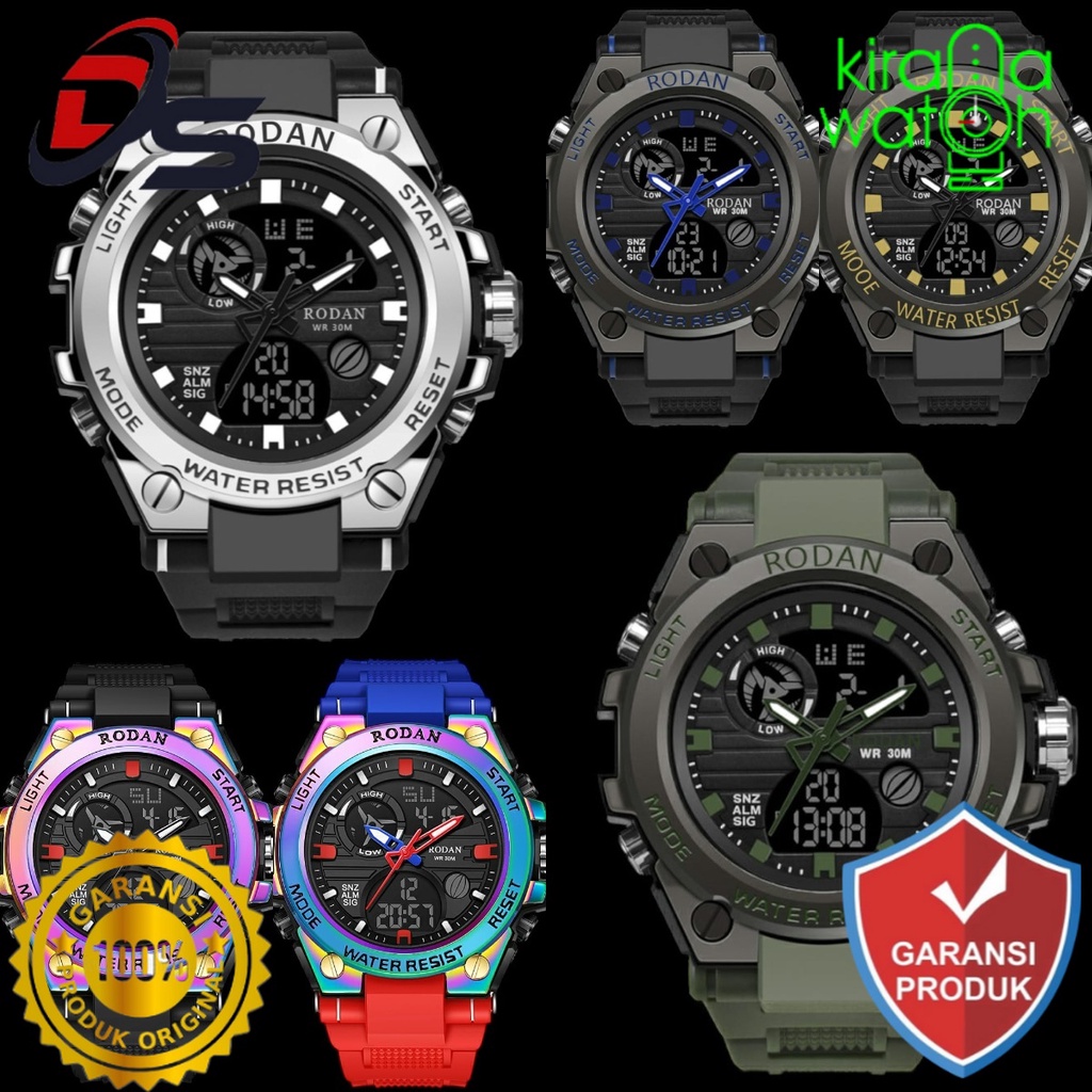 ORIGINAL JAM TANGAN RODAN 8002 DUAL TIME WATERRESISTANT BERGARANSI  150823