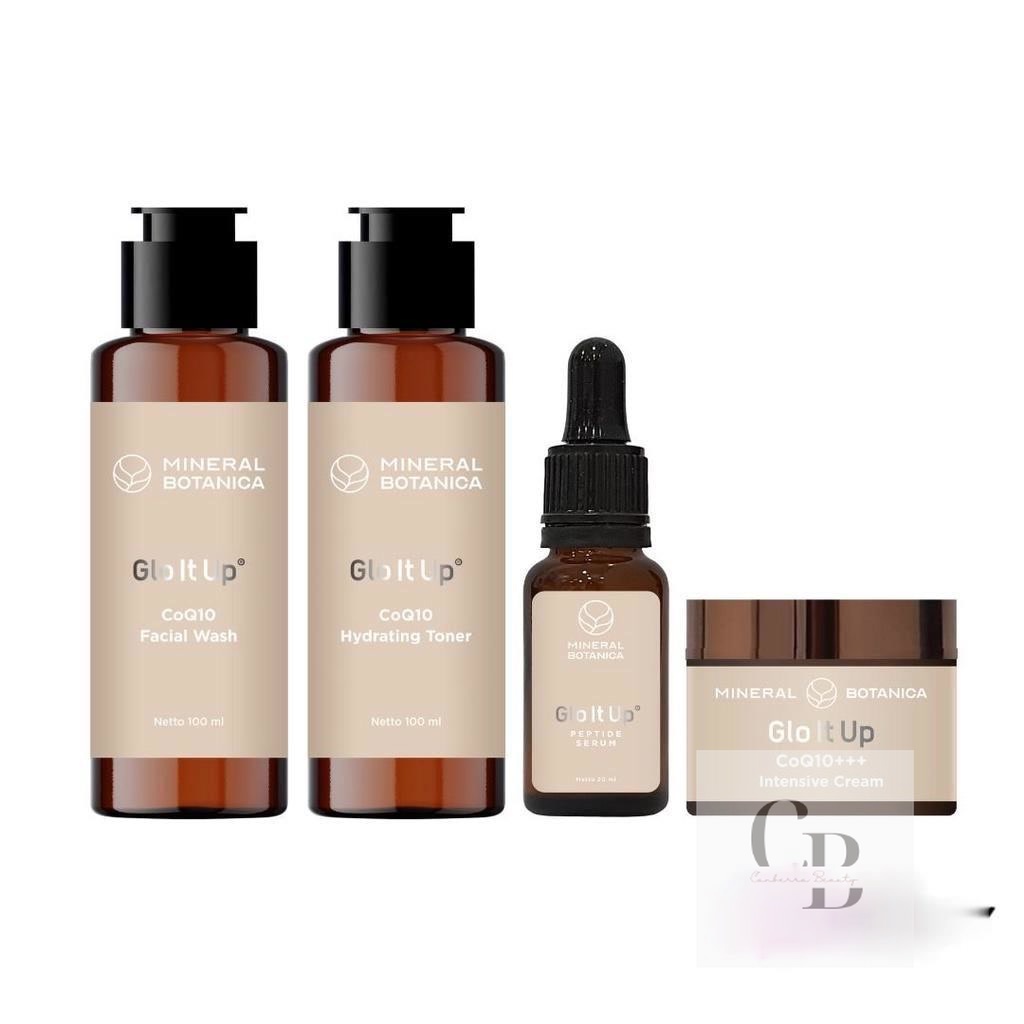 MINERAL BOTANICA Glo It Up SERIES | CoQ10+++ Intensive Cream - Facial Wash - Hydrating Toner - Serum
