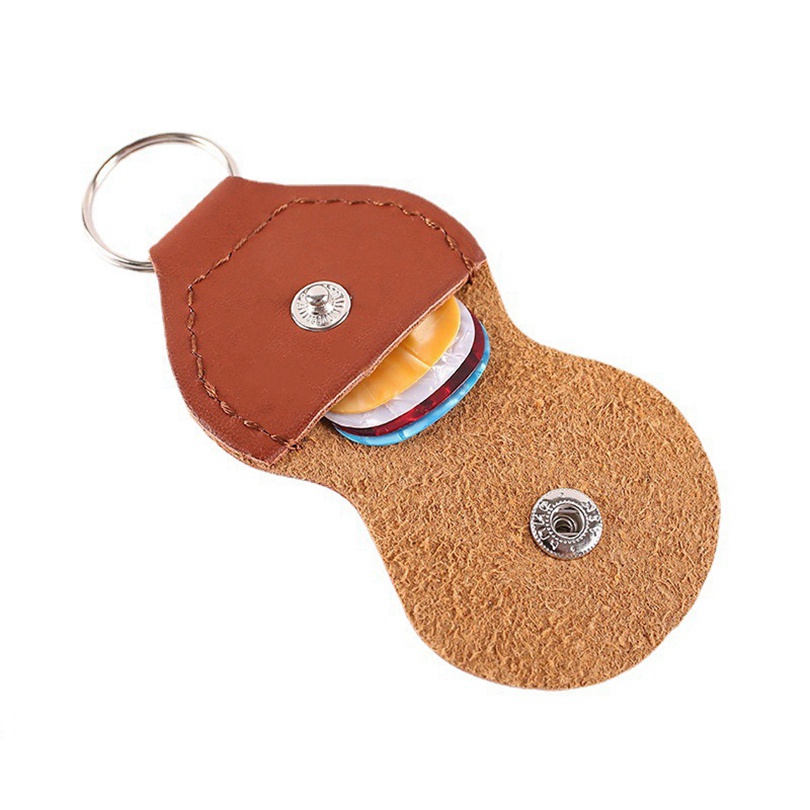 3warna Pilihan PU Leather Guitar Picks Holder Case Dengan 10 Pcs Multicolor Picks Gitar Keychain Plectrum Bag Picks Set