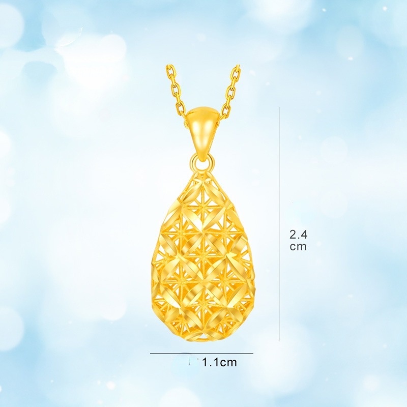 Goldkingdom Fashion Perhiasan Aksesoris Ready Stock Berlapis Emas Mobil Bunga Kalung Fashion Sparkle Water Drop Pear-Berbentuk Liontin Pernikahan