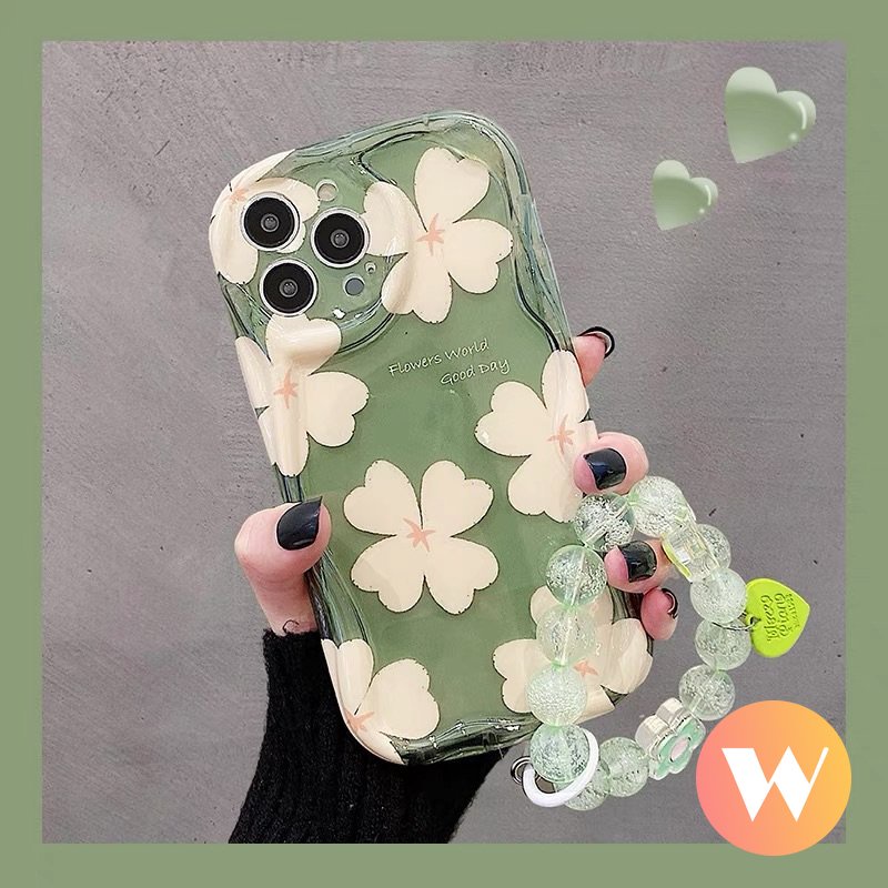 IPHONE Case Bunga Kompatibel Untuk Iphone11 13 12 14 Pro Max 7plus XR 7 8 6s 6 Plus X XS Max SE 2020 Tpu Lembut Shockproof Airbag Glossy 3D Wavy Curved Edge Fresh Flowers Back Cover