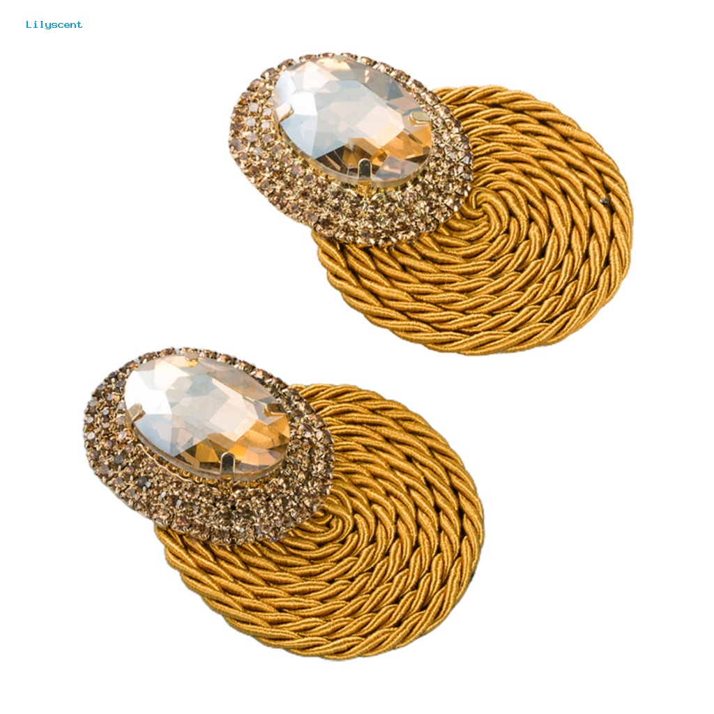 Lilyscent 1pasang Anting Lady Menjuntai Untuk Pakaian Sehari-Hari Shiny Geometric Round Stud Earrings All Match