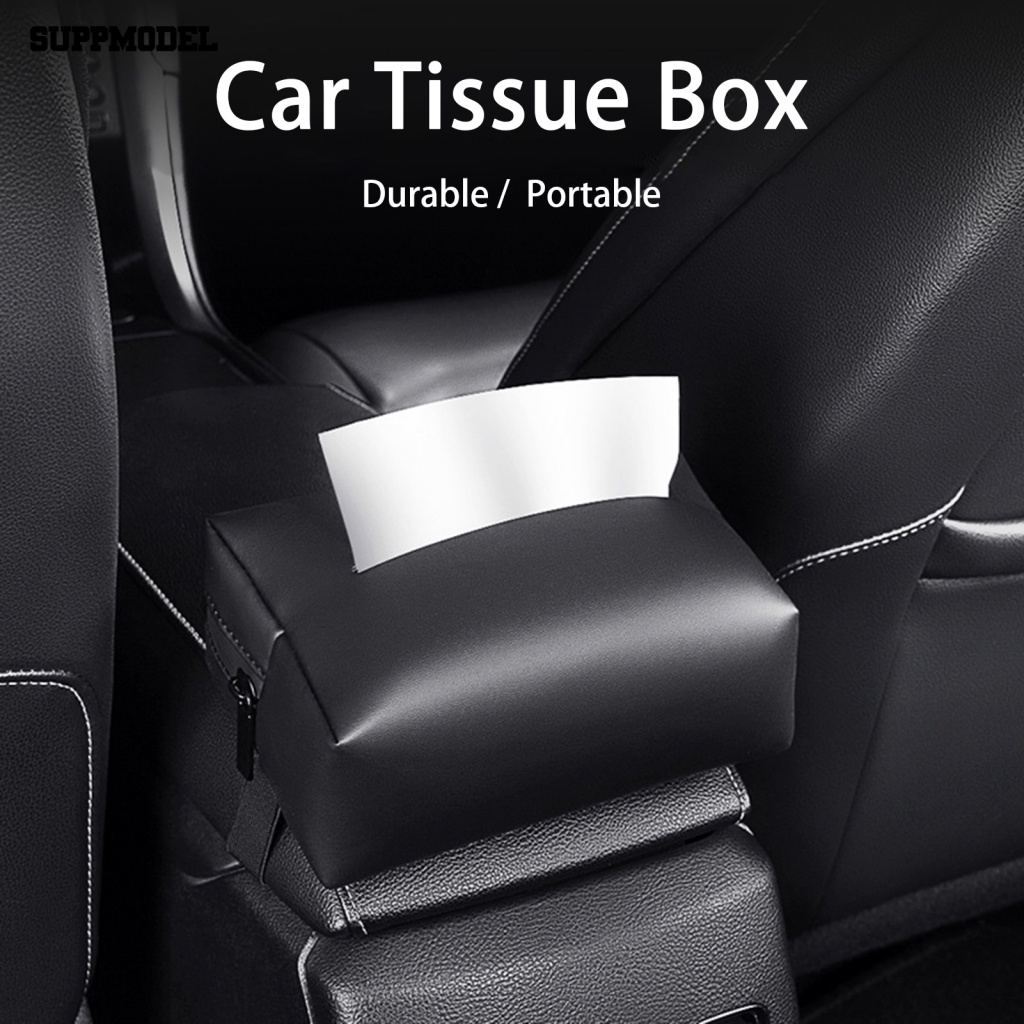 Suppmodel 1set Wadah Tisu Anti Noda Perlengkapan Kendaraan Penutup Penyimpanan Serbet Kertas Mobil Tali Adjustable