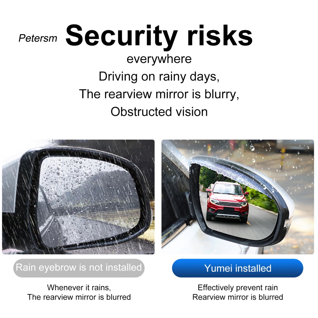 Pp 1pasang Diterapkan Secara Luas Pelindung Spion Untuk Autocar View Mirror Sticker Rain Brow Reusable