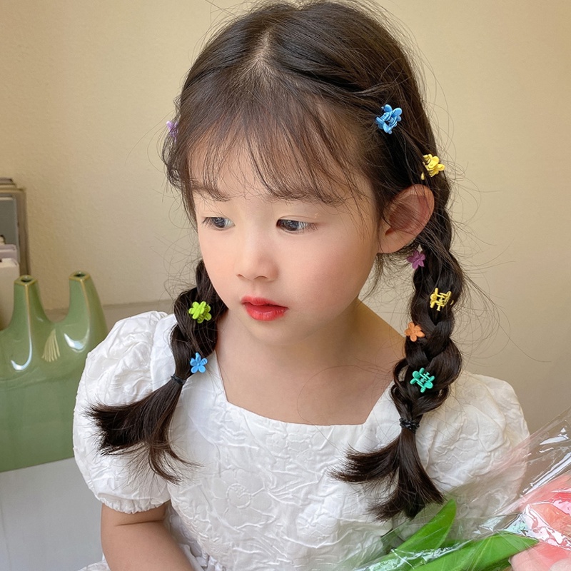 Magic789 1PC Indah Warna-Warni Mickey Bunga Rambut Cakar Klip Untuk Anak-Anak Wanita Perempuan Lucu Bintang Hati Rambut Mengepang Rambut Pin All-match Aksesoris Rambut