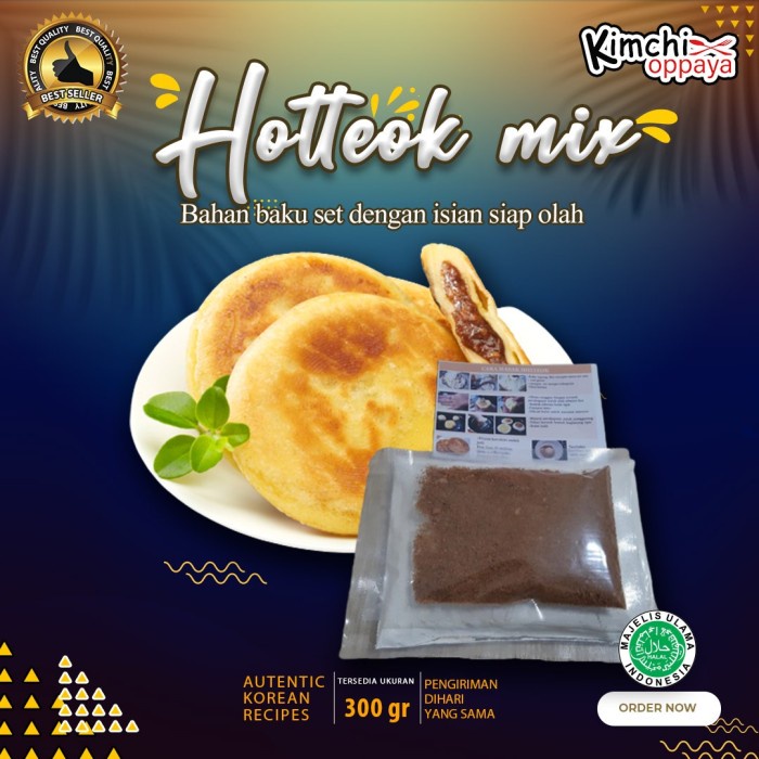 

[Ready-Stock]/ Hotteok mix 300 gr sets tepung dan isian lengkap korea enak original