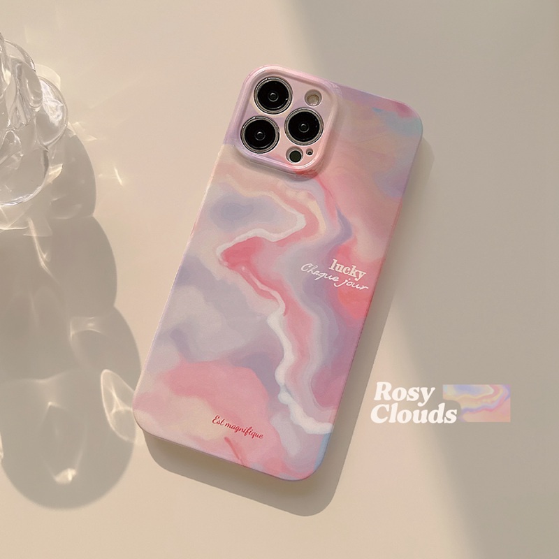 IPHONE Ultrathin PC Hard Full Pelindung Case Iphone7 8 Plus7+8+XR XS Max11 12 13 14 Pro Max 14Plus SE 2020 Hadiah Wanita Pink Gradiasi Halo Non Slip