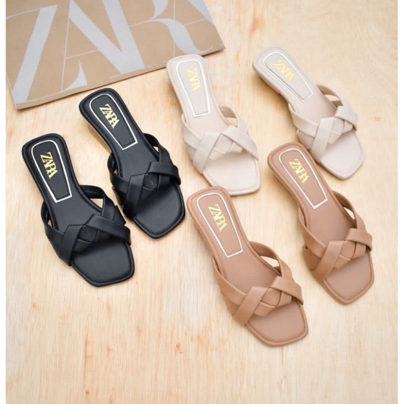 (REAL PICT) PROMO FREE PAPERBAG ZARA SANDAL FLAT ZARA / SANDAL FLAT WANITA / SANDAL TEPLEK / SANDAL 