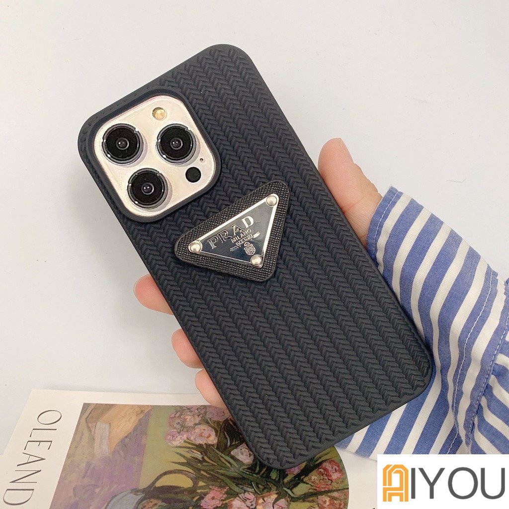 IPHONE Casing Ponsel Prada Motif Rajut Halus 3D Untuk Iphone14Plus Pro Max 13Pro 12Pro Max 11x Xr Xs Max7 8 Plus Casing Silikon Penutup Belakang